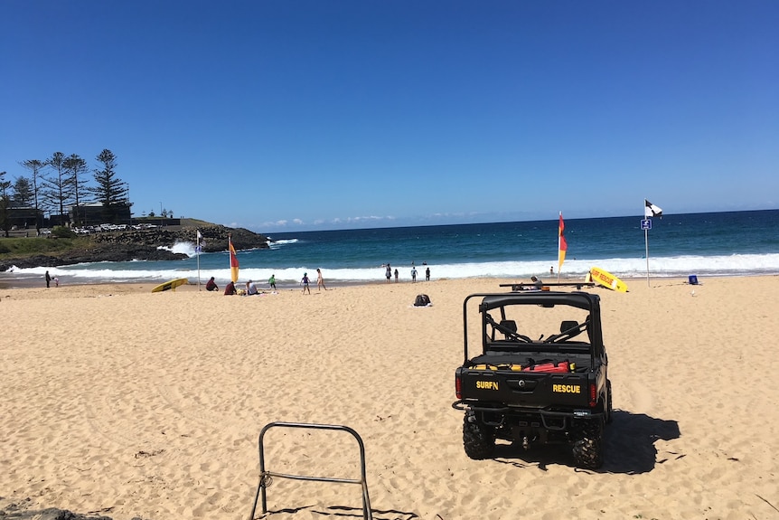 Lifesaving equipment on a beach on a glorious sunny day.,