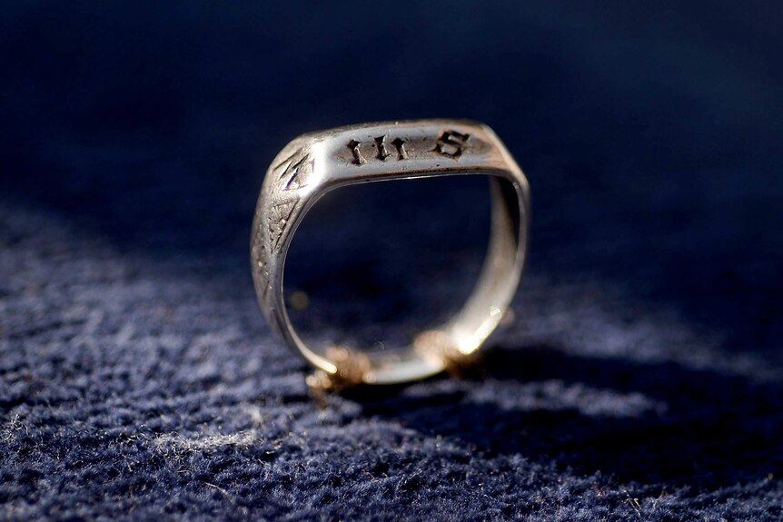 A close-up of the ring