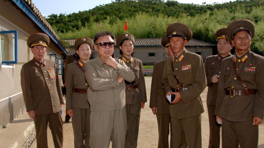 North Korean leader Kim Jong-il visits a military unit