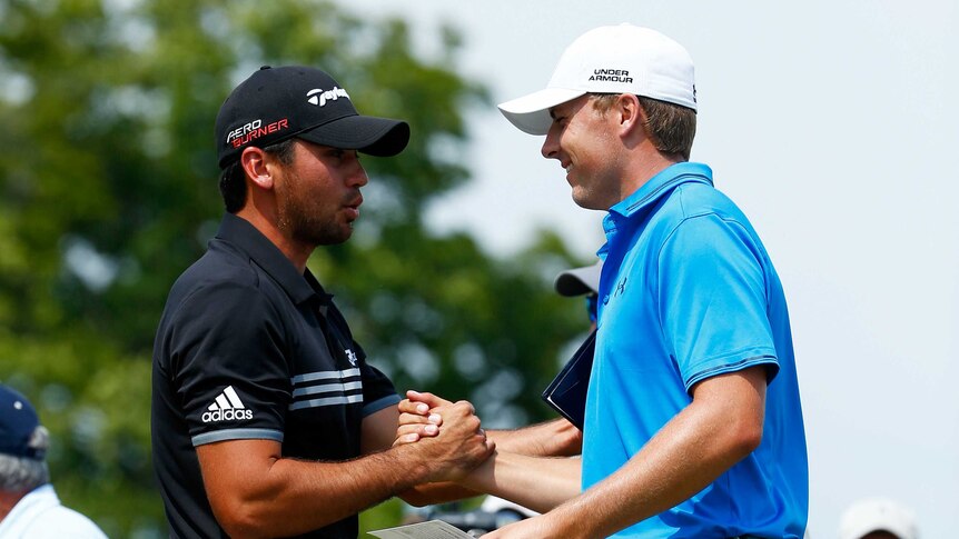 Day and Spieth shake hands before play