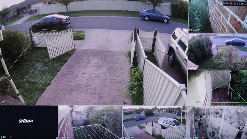 Eight different views of a home on CCTV