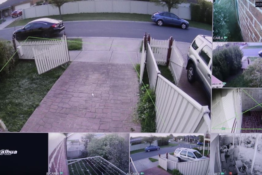 Eight different views of a home on CCTV
