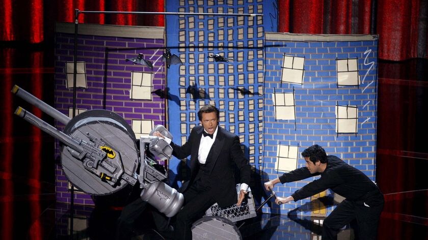 Academy Awards host Hugh Jackman performs his opening routine