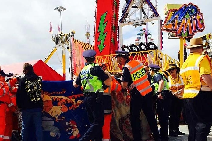 Police cordoned off the scene at the Royal Adelaide Show.