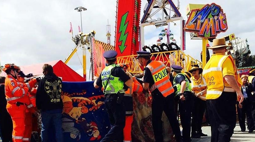 Police cordoned off the scene at the Royal Adelaide Show.