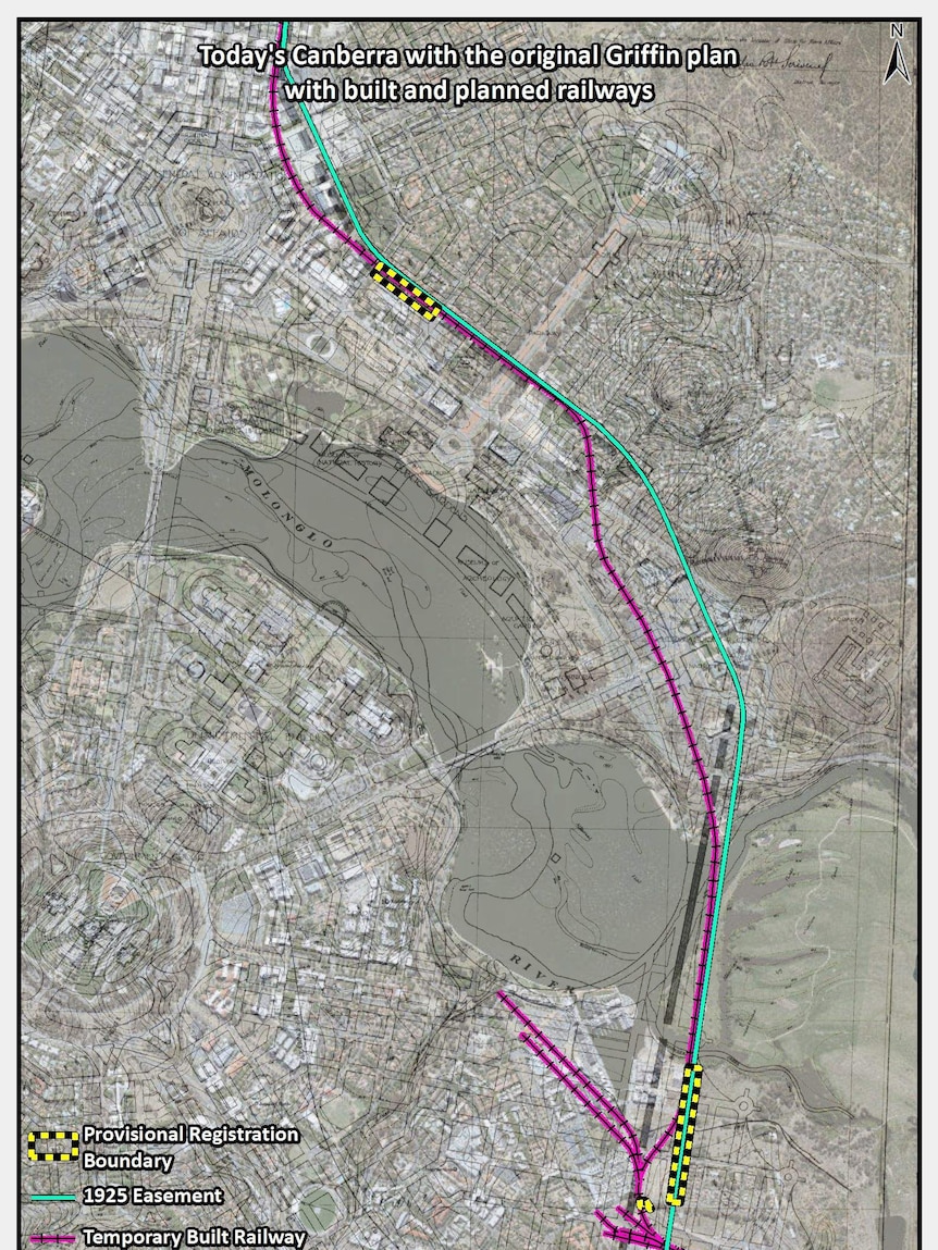 Early plans for rail in Canberra