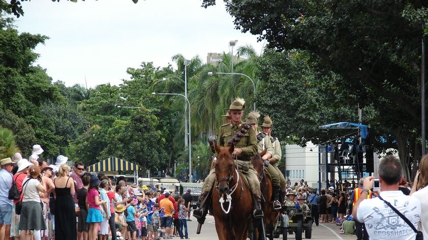 Keith Melville from the Townsville 27th Lighthorse Regiment led this morning's parade.