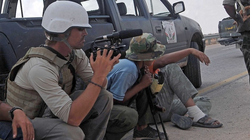 Journalist James Foley at work in Libya