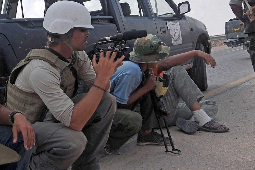 Journalist James Foley at work in Libya