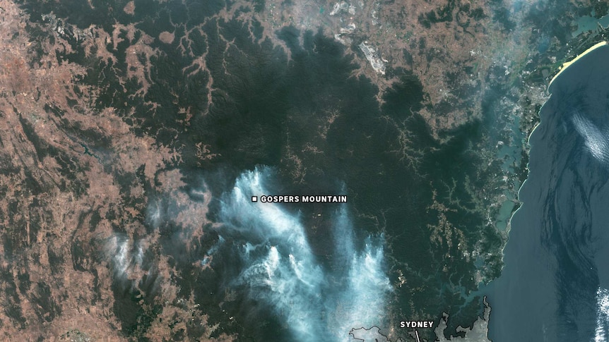 Satellite imagery of Gospers Mountain