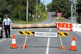 Barriers are seen installed at Miles Street in Coolangatta on the Gold Coast