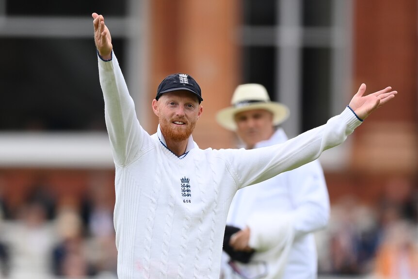 Ben Stokes holds out his hands