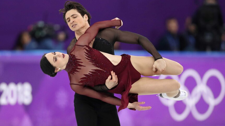 Tessa Virtue and Scott Moir perform the free dance in ice dancing