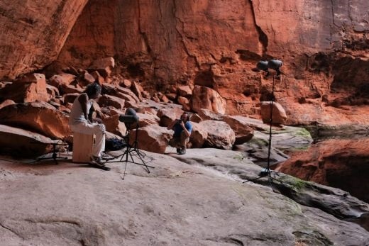 Recording music in a gorge in the Kimberley
