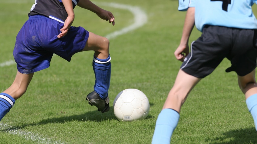 Kids playing soccer