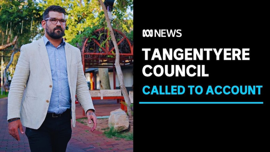 Tangentyere council. Called to account. Alice Springs Mayor Matt Paterson walking. Wearing 