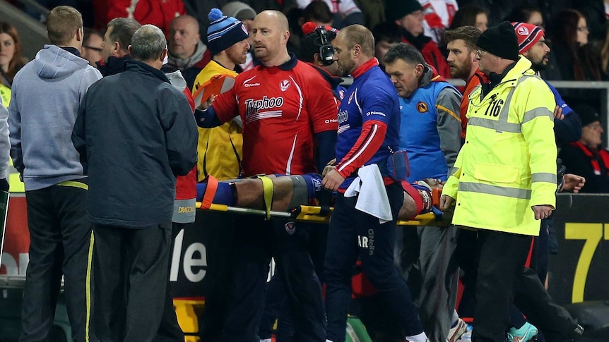 Willie Tonga stretchered off in Super League debut