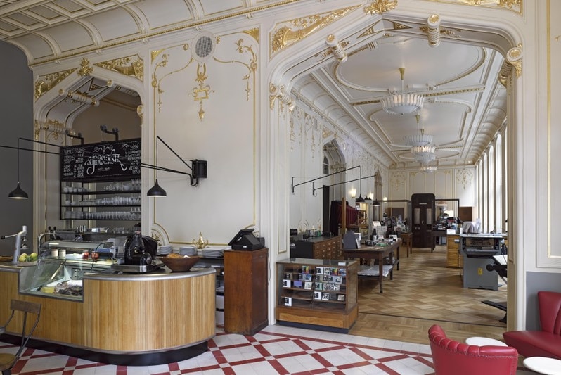 A cafe inside a building in Vienna, Austria.