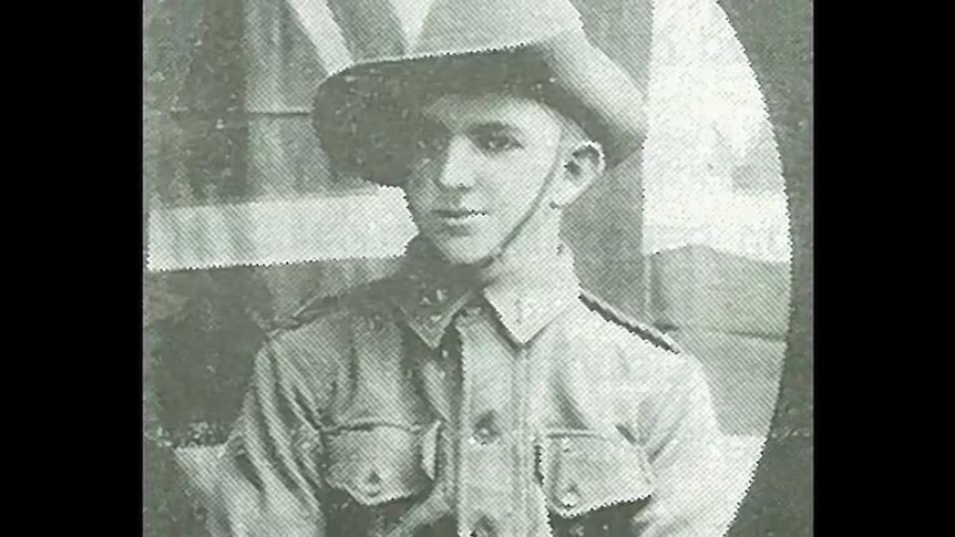 Portrait photo of soldier on in uniform