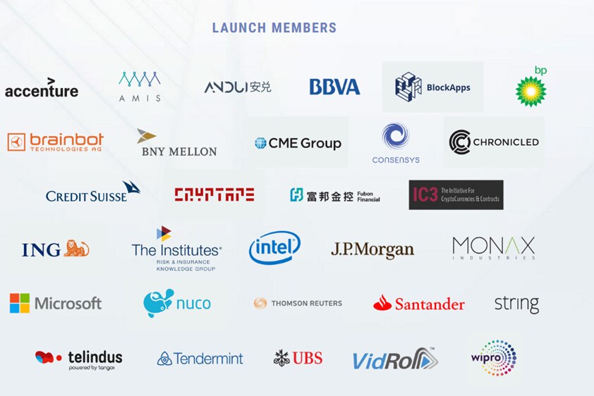 Companies that are part of the Enterprise Ethereum Alliance.