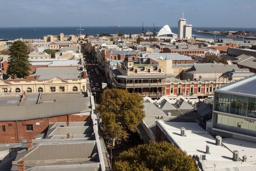 View from Fremantle town hall down High Street to the port