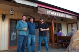 Grant Champion, Tom Auriac and Tony Jackson at Stonehenge Hotel in Western Queensland.