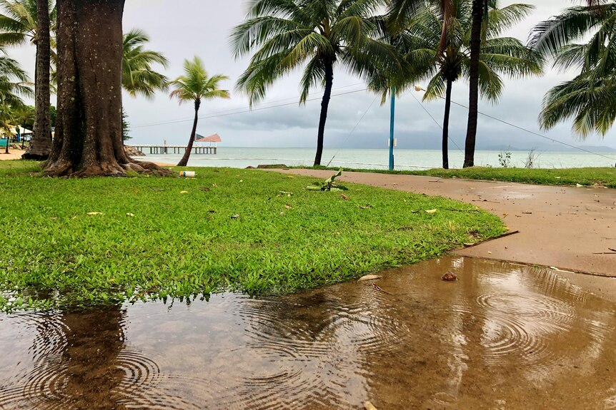 A path by the beach with minor flooding