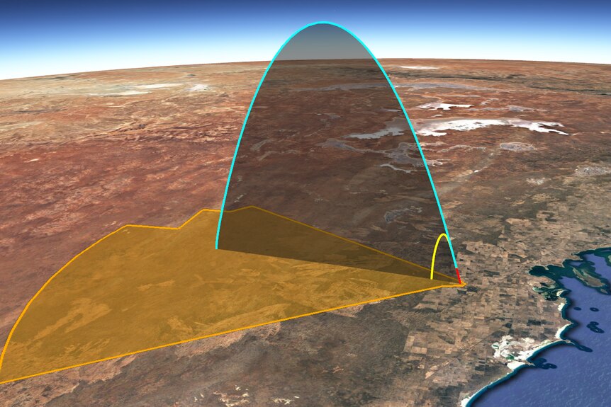 An image showing the planned trajectory of the rocket which will be launched in September
