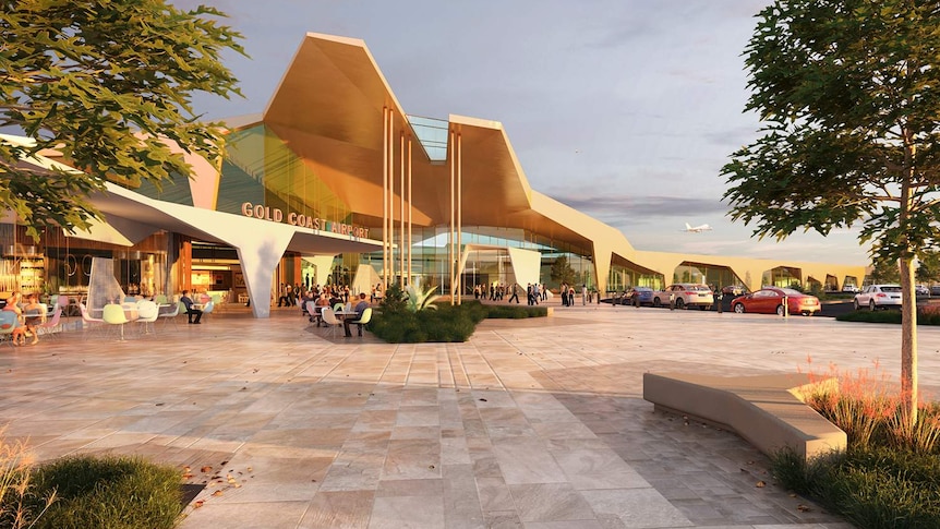 Artist's impression of the refurbished front exterior of Gold Coast Airport