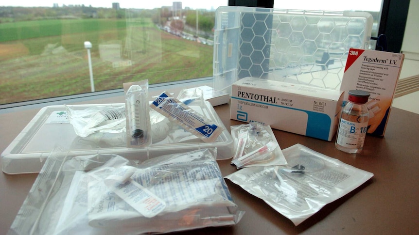 A euthanasia kit available for Belgian doctors who want to practise euthanasias at the patients' homes.