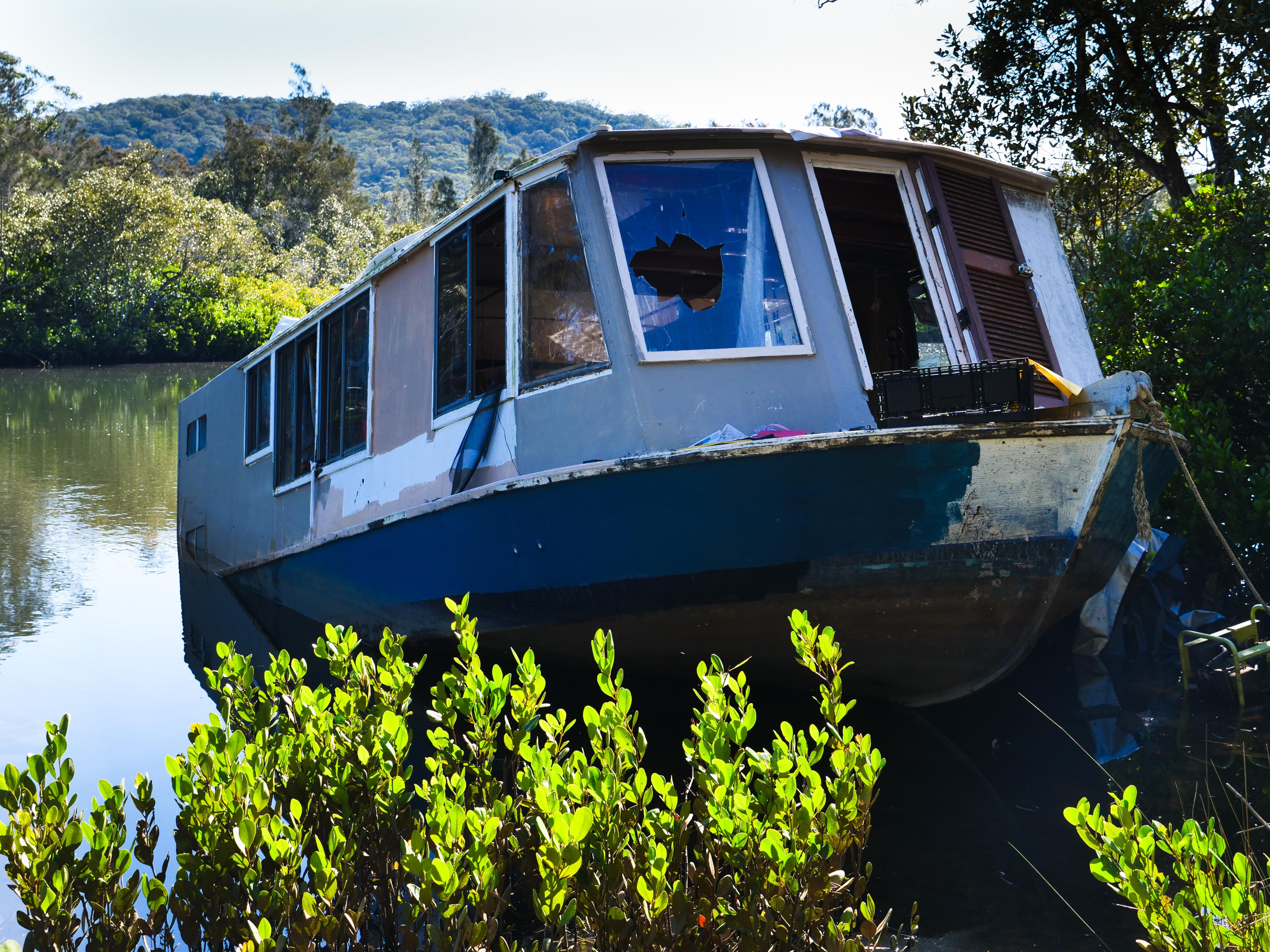 An abandoned boat in Narara Creek.