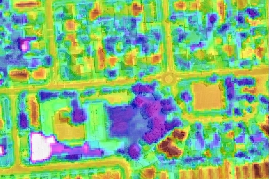 Heat map of West Adelaide during an extreme heatwave event