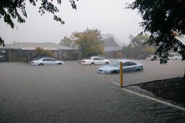 Cars flooded at Carseldine during storm