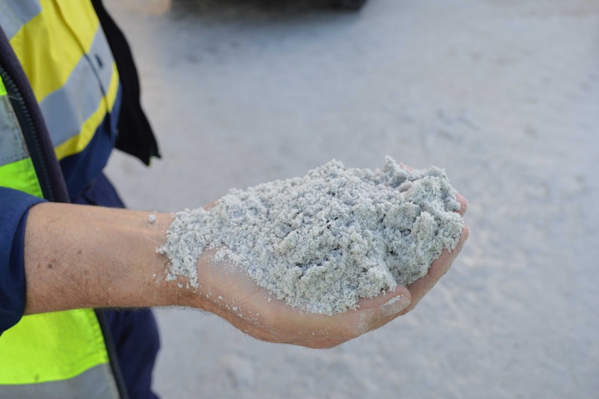 A handful of lithium from the Greenbushes mine.