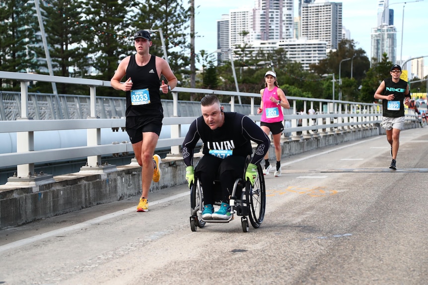 Damon Jaenke at the Gold Coast Marathon. Ausnew Home Care, NDIS registered provider, My Aged Care