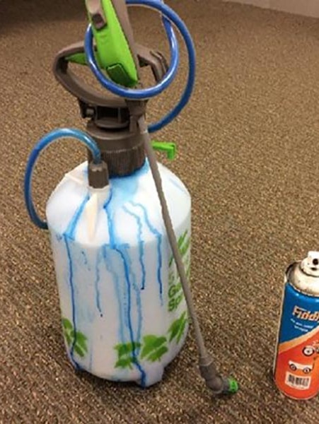 Police said a man used this sprayer to illegally paint a wall in Casuarina, in Darwin's north.