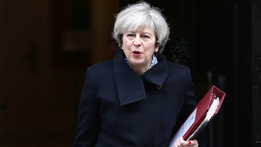 Britain's Prime Minister Theresa May leaves Downing Street in London.