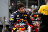 Daniel Ricciardo makes his way down pit lane after his Australian GP qualifying crash