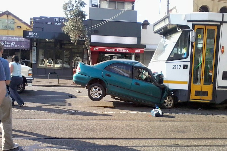 A man died on August 3,  2013, after his car ran into the back of a tram in the Melbourne suburb of Albert Park.