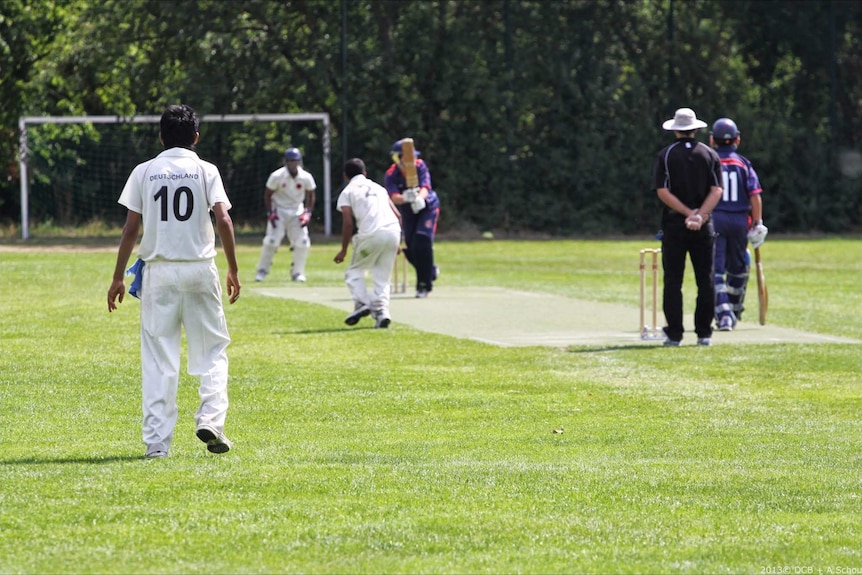 A Germany under-19 cricket team in the field
