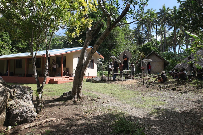 Satellite dish next to health clinic