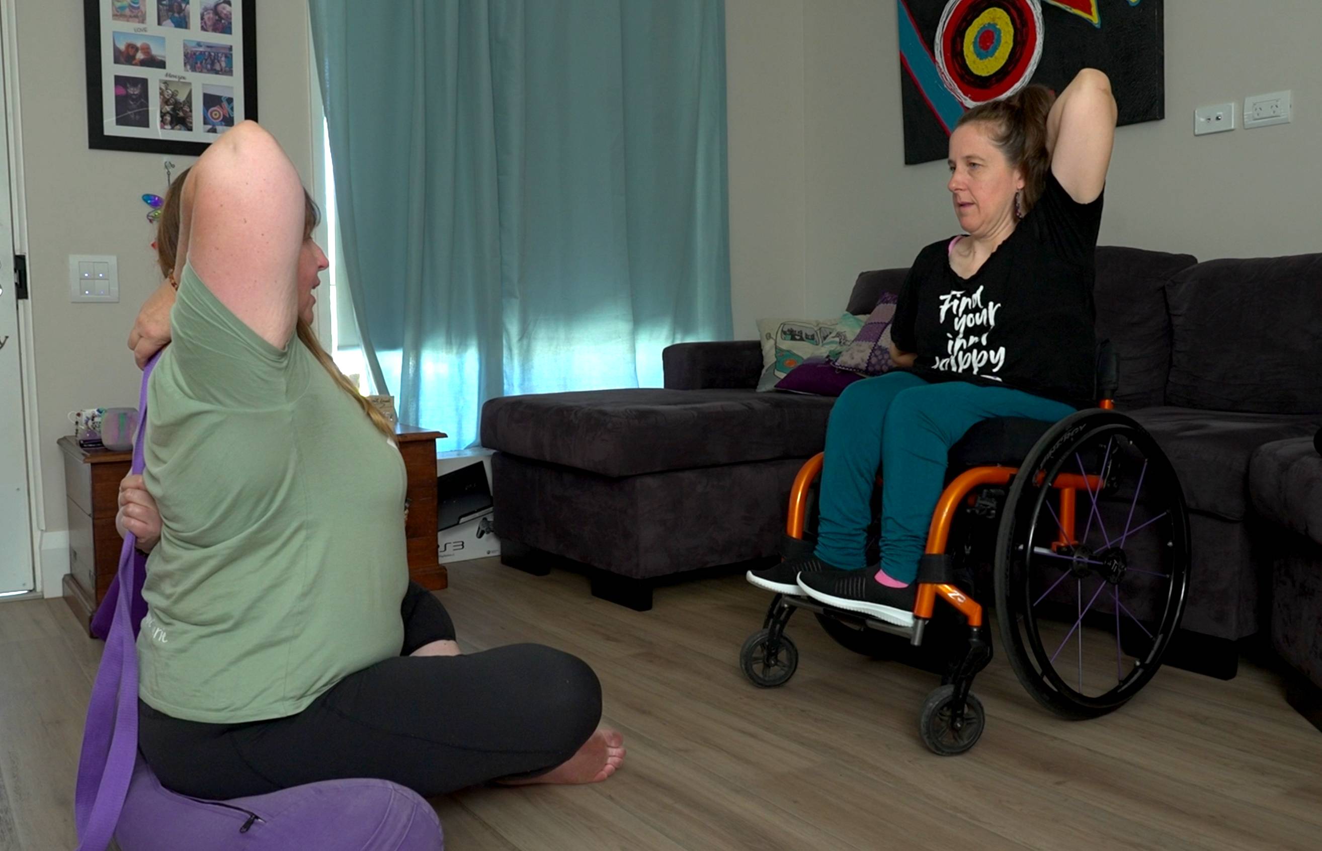 A yoga instructor and participant.