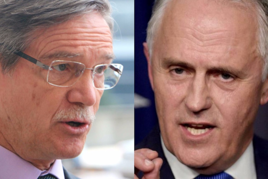 A composite picture showing head shots of Mike Nahan, left, and Malcolm Turnbull, right.