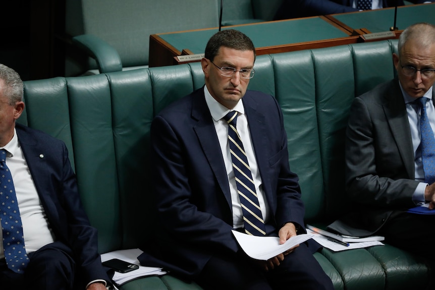 Julian Leeser sits on the frontbench during question time