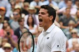 Milos Raonic roars after reaching Wimbledon final