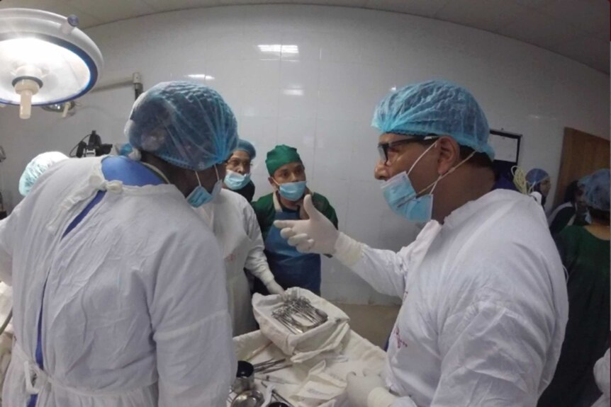 Surgeons being trained in fistula surgery in Bangladesh