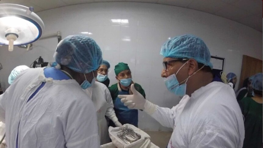 Surgeons being trained in fistula surgery in Bangladesh