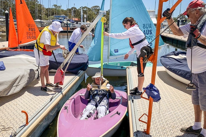 Mike Cull in a sailing boat