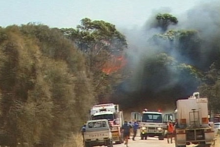 Crews battle a blaze in South Australia