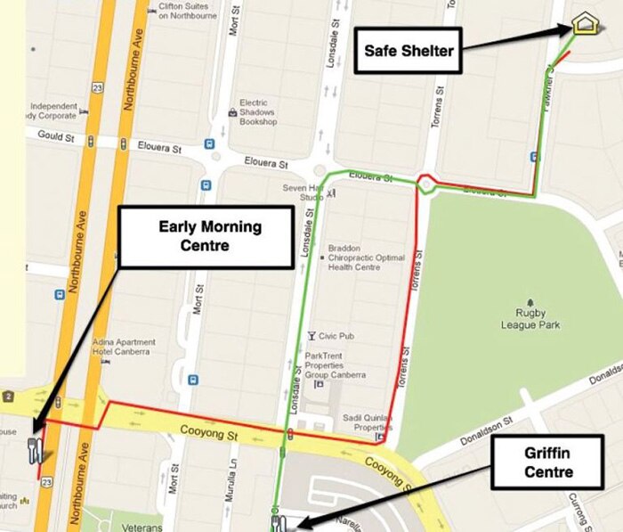 Map highlights Safe Shelter's proximity to other services